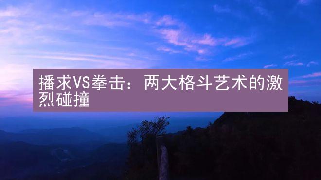 播求VS拳击：两大格斗艺术的激烈碰撞